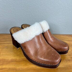 Born Leather and Shearling Clogs‎